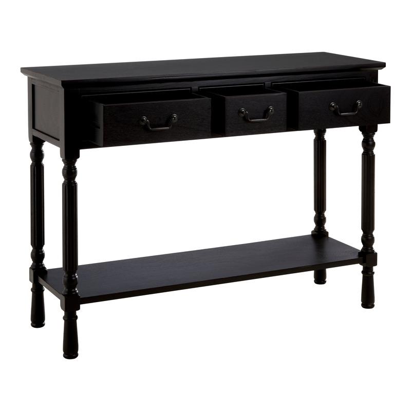 Ardela & Co Hearth Three Drawer Vintage Black Console Table