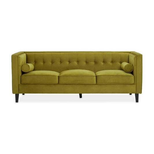 Ardela & Co Hestia Three Seat Olive Velvet Sofa