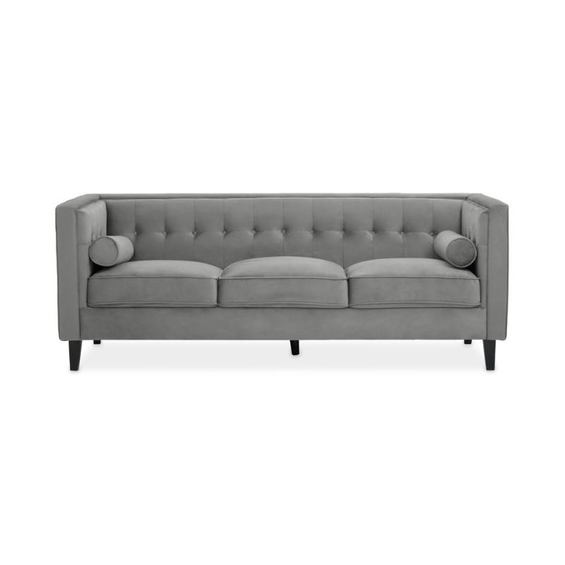 Ardela & Co Hestia Three Seat Grey Velvet Sofa