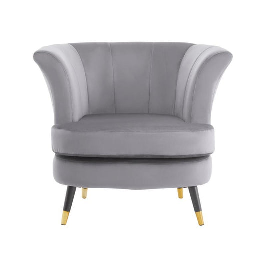 Ardela & Co Lissette Grey Velvet Curved Chair