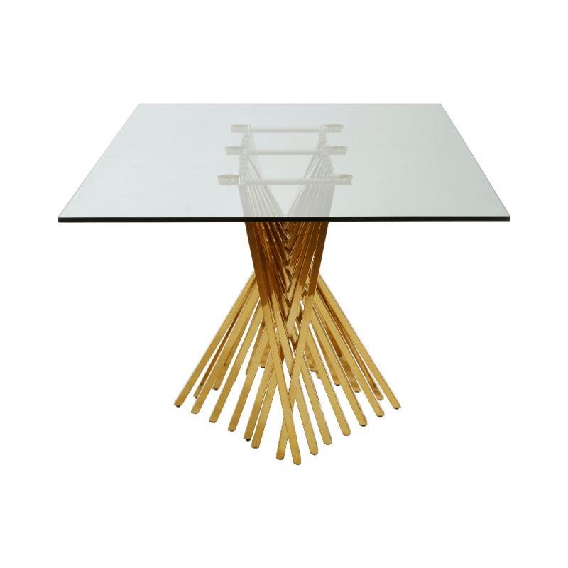 Ardela & Co Amesso Tempered Glass Top Dining Table