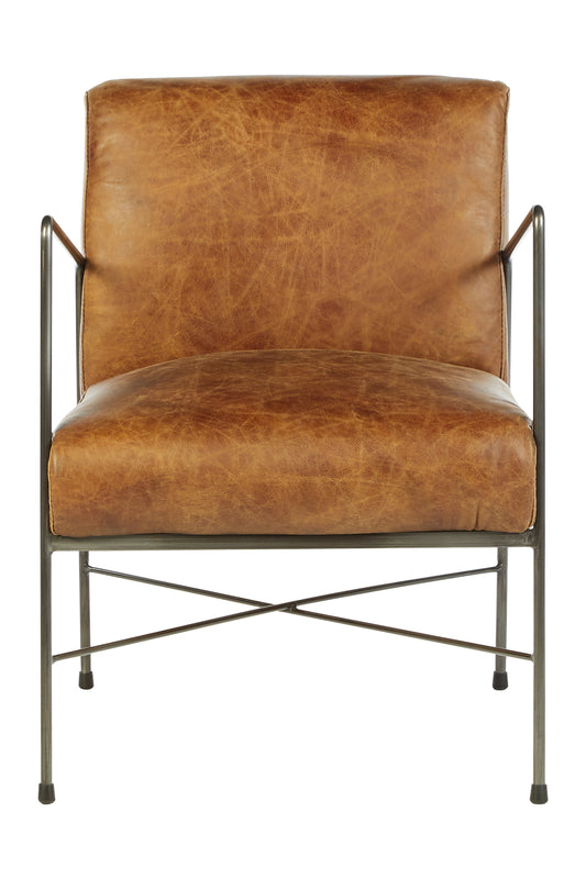 Ardela & Co Horton Genuine Leather and Iron Lounge Chair
