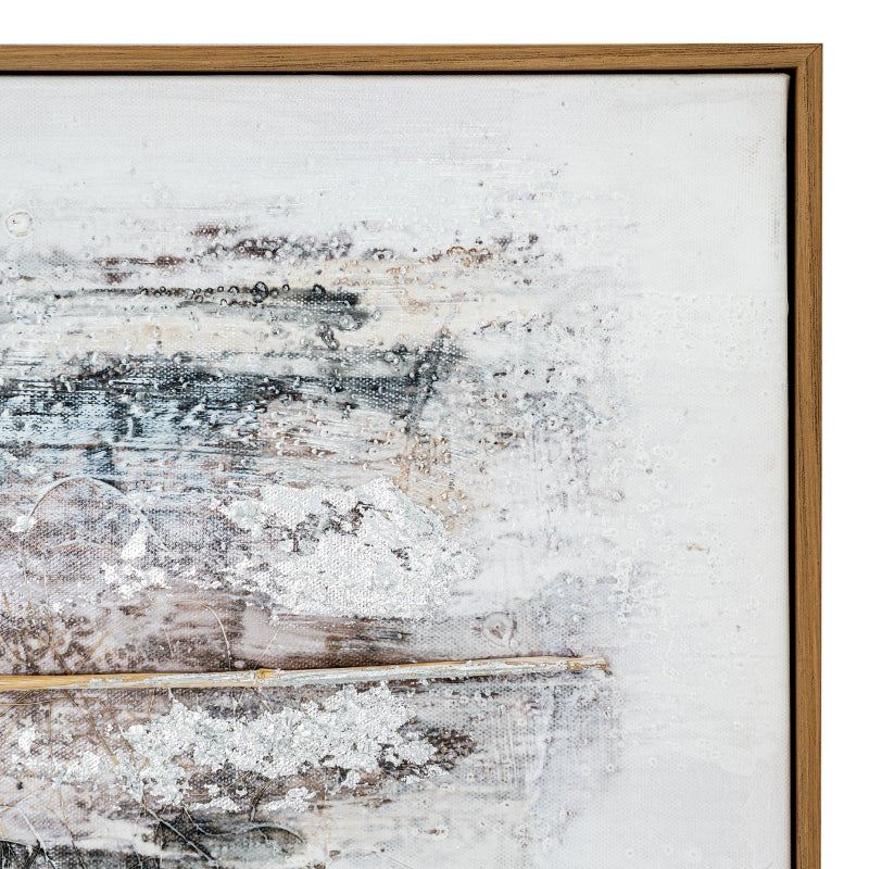 Abstract art piece with brush strokes in a wooden frame