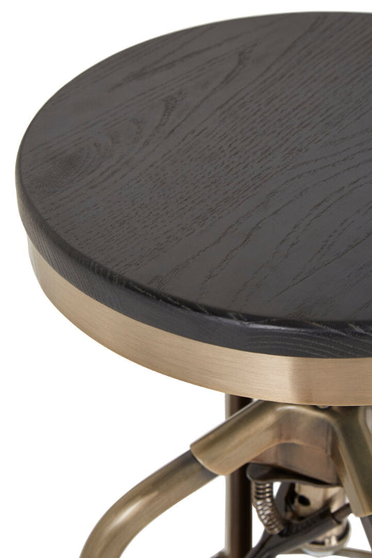 Ardela & Co Galor Ash Wood Seat Metallic Stool