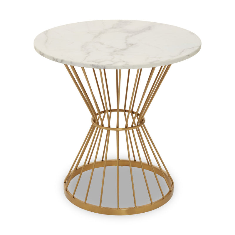 Ardela & Co Arzio Hourglass Dining Table with White Marble and Gold Base