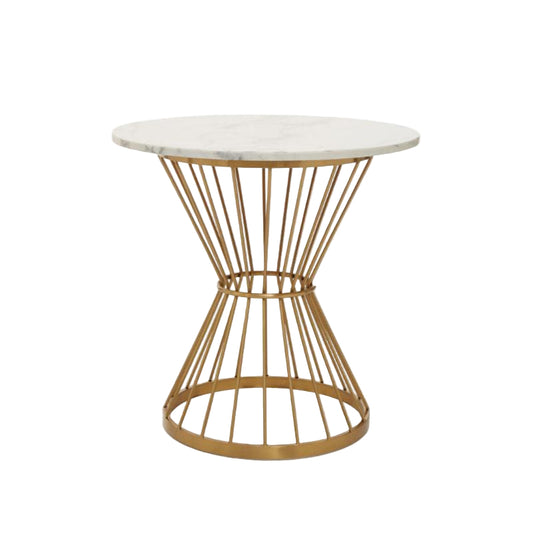 Ardela & Co Arzio Hourglass Dining Table with White Marble and Gold Base