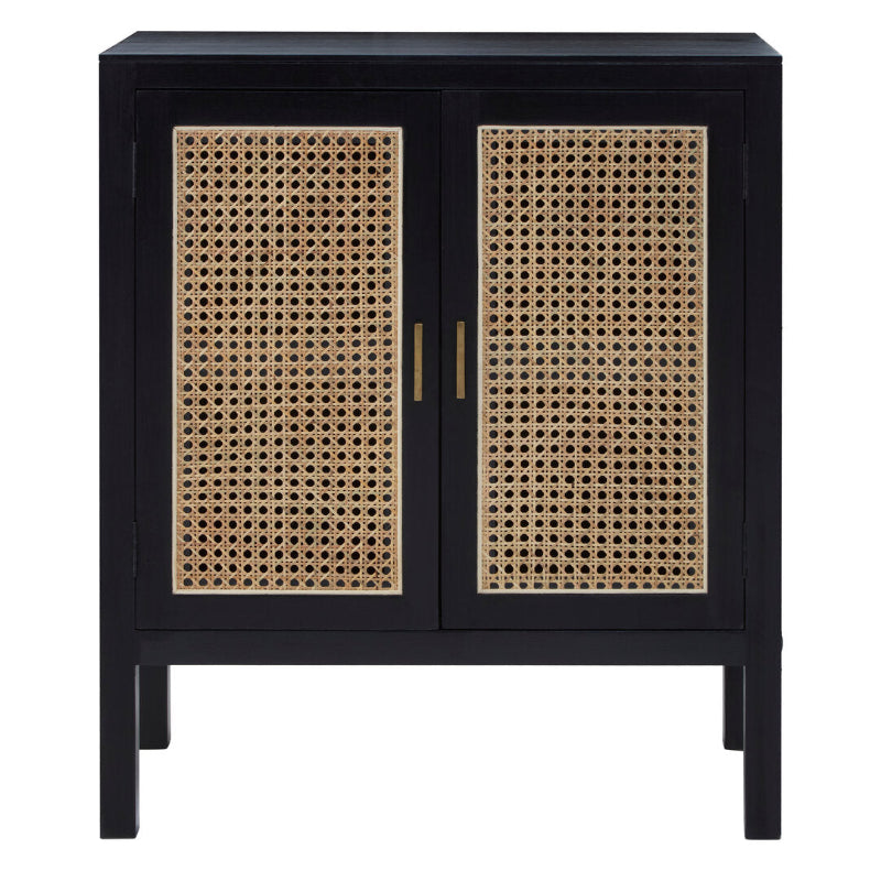 Ardela & Co Celso Black Sideboard with Two Rattan Doors