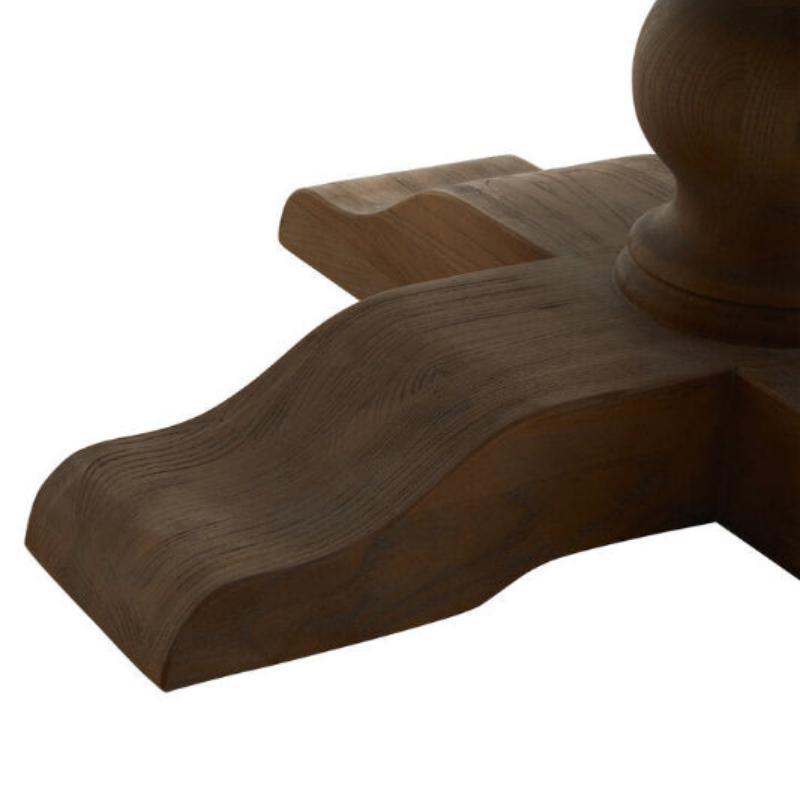 Wooden pedestal base on a white background