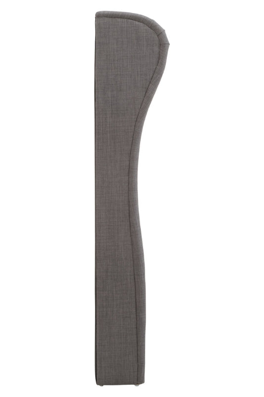 Gray fabric-covered object on a white background