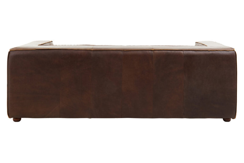 Brown leather bench on a white background