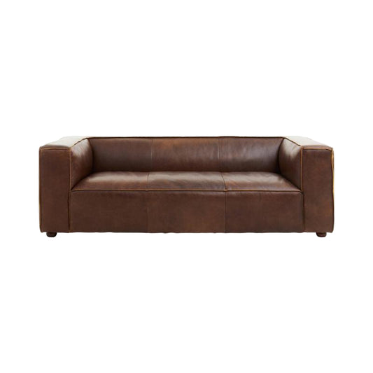 Brown leather sofa on a white background
