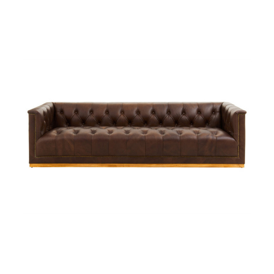 Brown leather sofa on a white background
