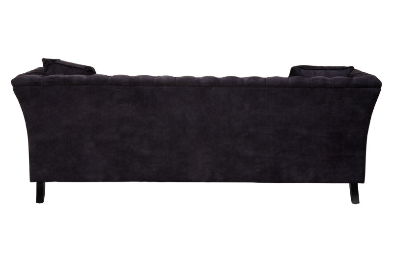 Back of dark grey sofa on a white background