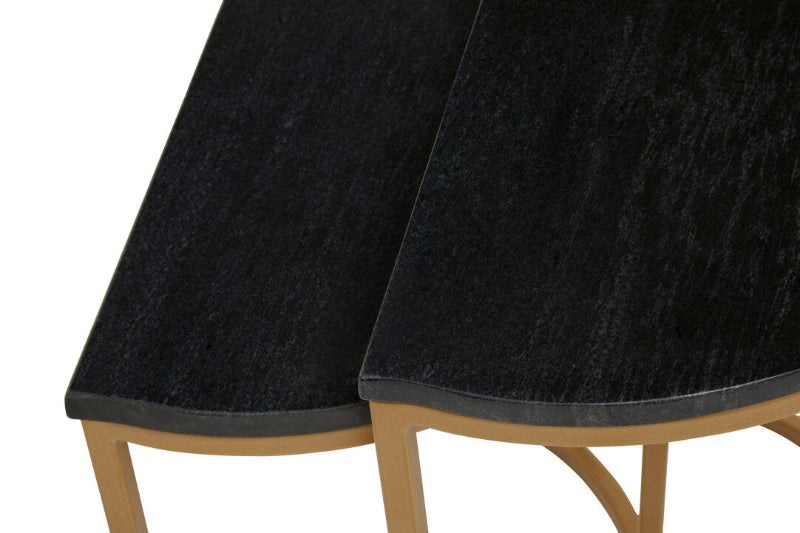 Ardela & Co Valentino Nest Of Two Half Moon Black Marble Top Tables
