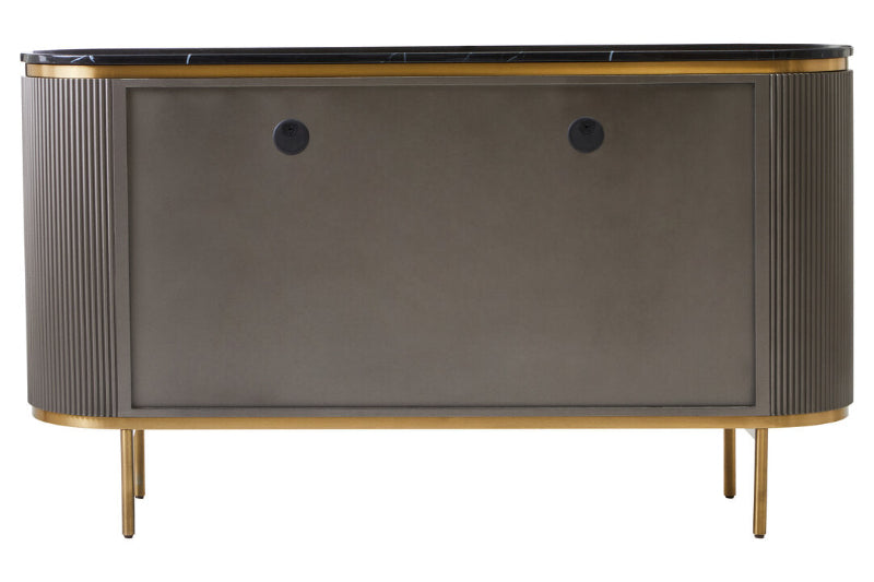 Ardela & Co Dorchester Grey Four Door Sideboard With Black Marble Top