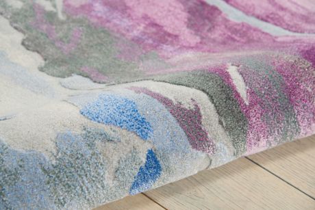 Nourison Prismatic Watercolour Statement Rug - Blue, Violet & Grey