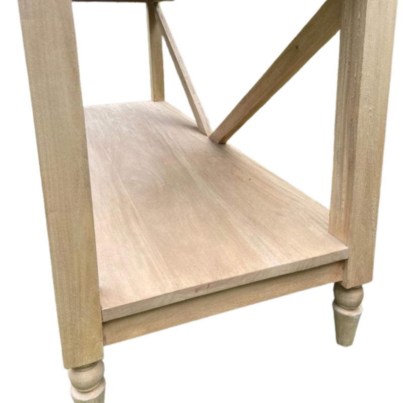 Wooden console table on white background