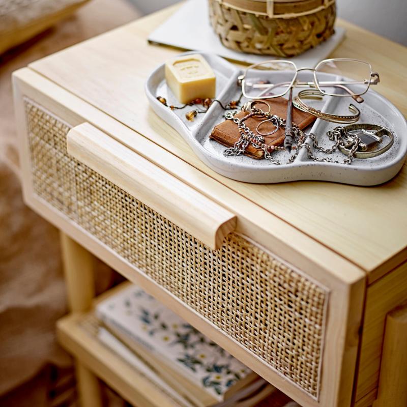 Bloomingville Manon Pine and Rattan Bedside Table