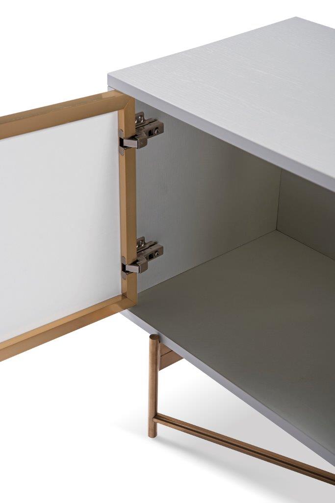 Gillmore British Design Adriana White With Bronze & Rattan Media Unit