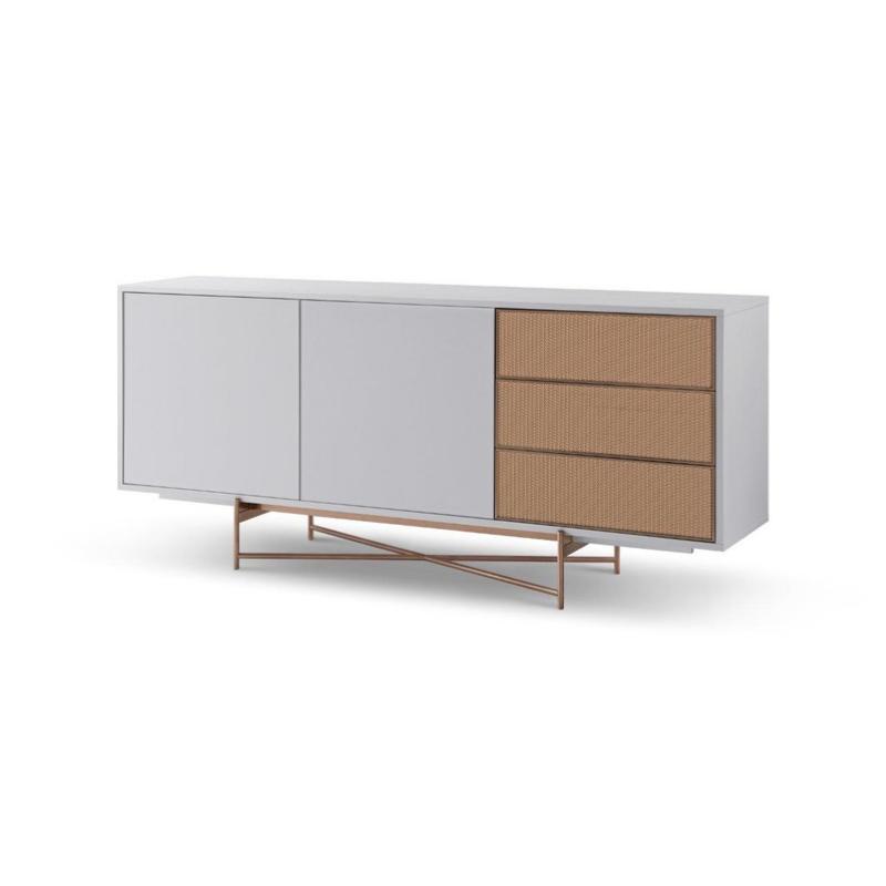 Gillmore British Design Adriana White & Rattan Sideboard