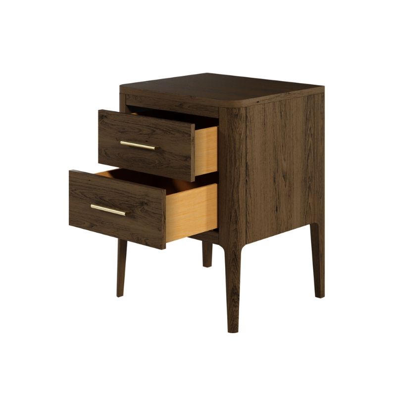 DI Designs Abberley Bedside - Brown - 2 Drawers - Side - Drawers Open