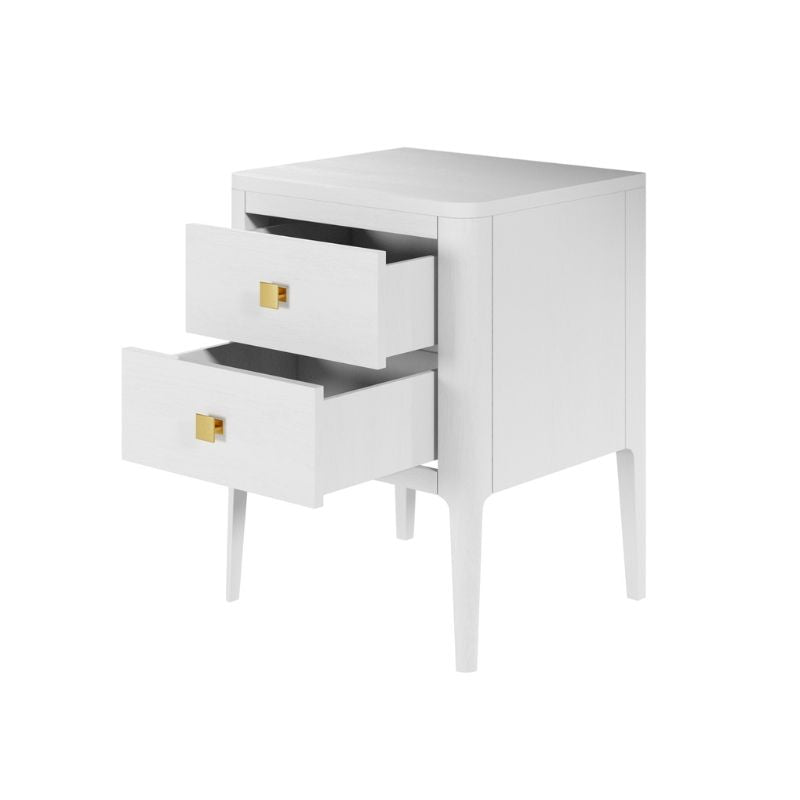 DI Designs Abberley Bedside - White - 2 Drawers - Side - Draws Open