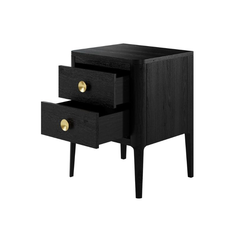 DI Designs Abberley Bedside - Black - 2 Drawers - Side - Drawers Open