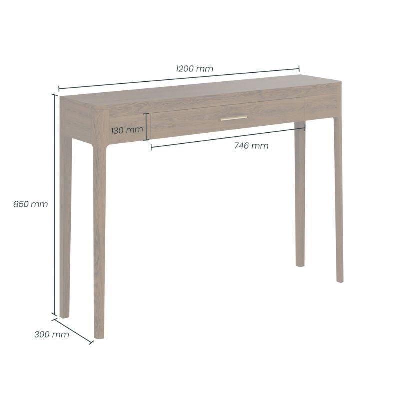 DI Designs Abberley Console - Brown - Dimensions