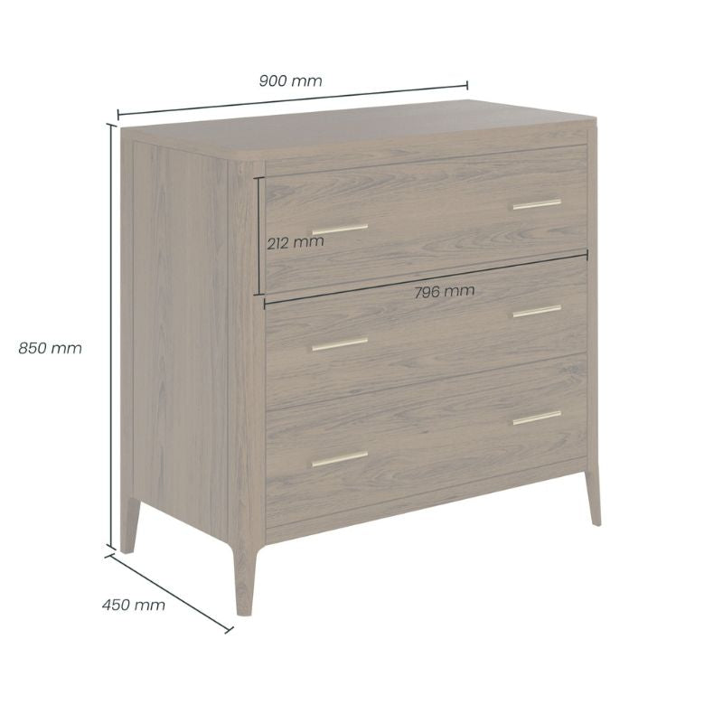 DI Designs Abberley Chest of Drawers - Brown - Dimensions