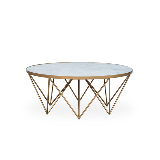 DI Designs Crofton Round Coffee Table White Marble Glass