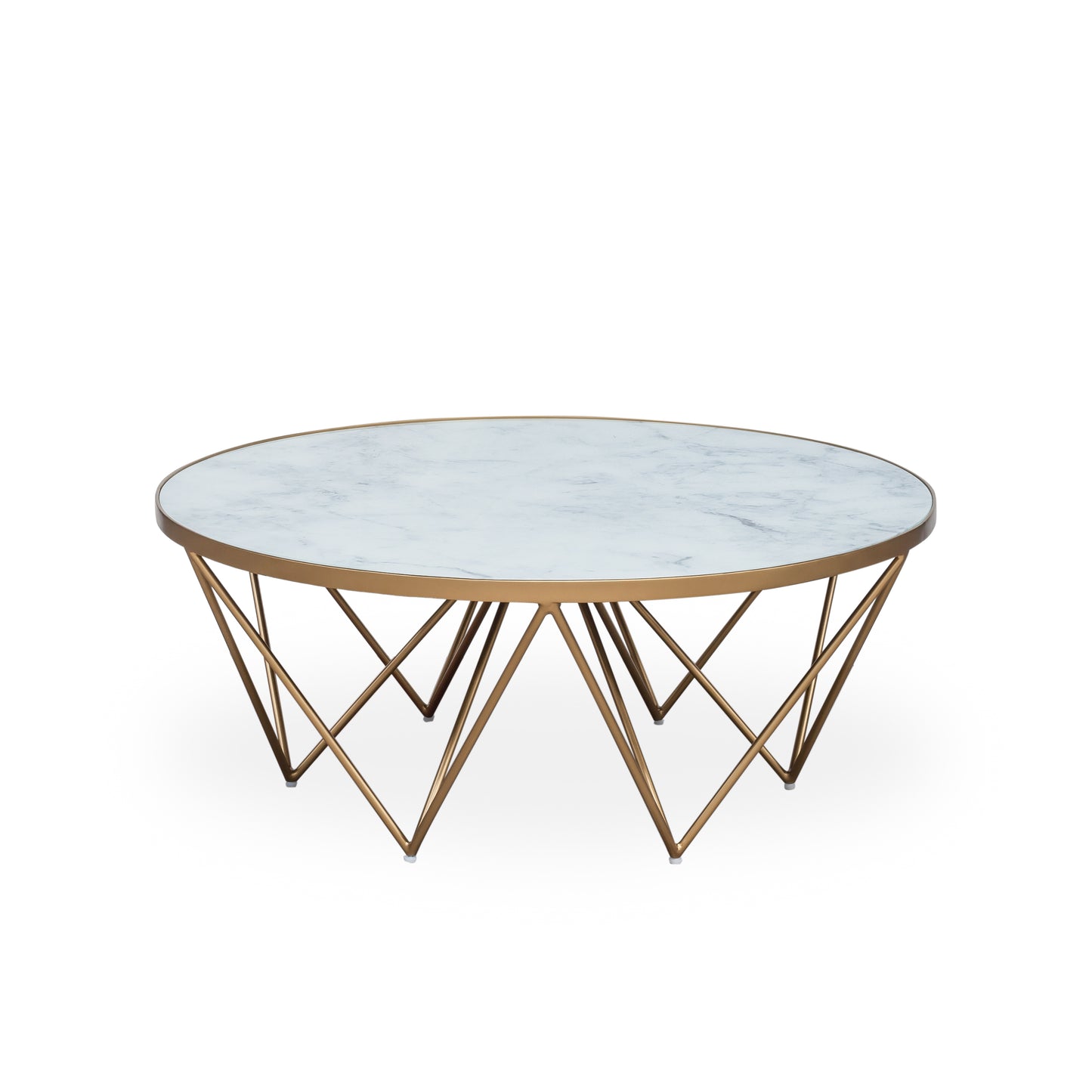 DI Designs Crofton Round Coffee Table White Marble Glass
