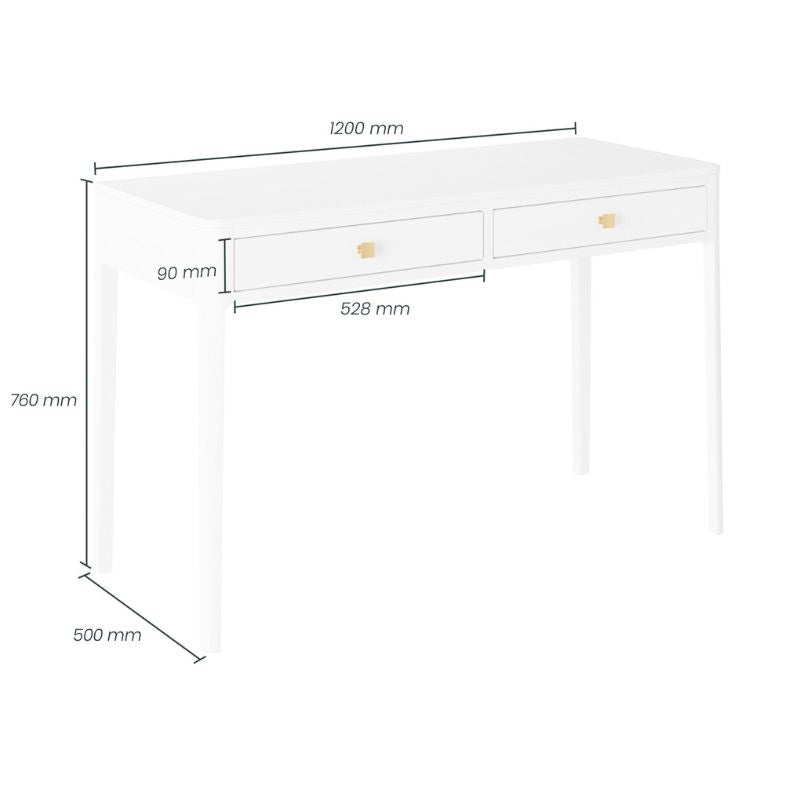 DI Designs Abberley Desk - White - Dimensions
