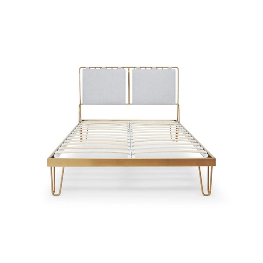 Gillmore Finn Natural Upholstered & Brass Frame Double Bed