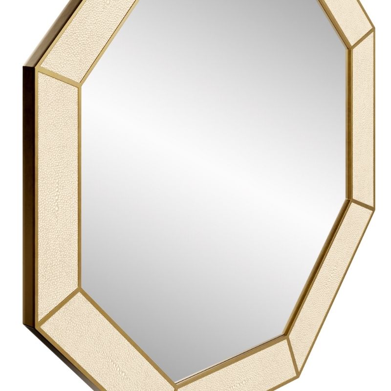 DI Designs Hampton Mirror Octagon in Ivory Shagreen