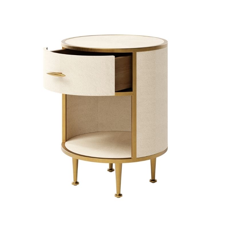 DI Designs Hampton Round Bedside in Ivory Shagreen