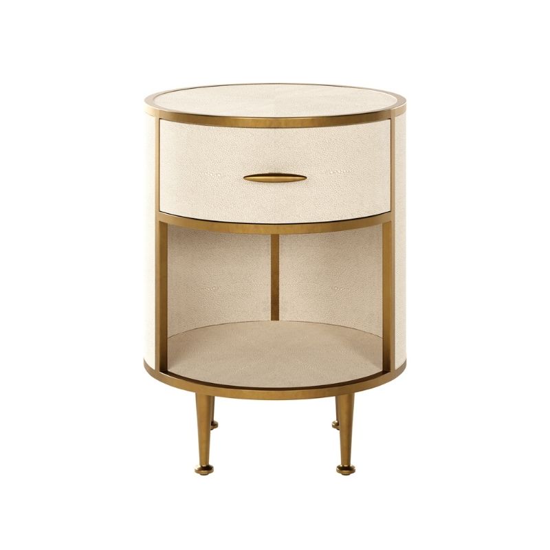 DI Designs Hampton Round Bedside in Ivory Shagreen