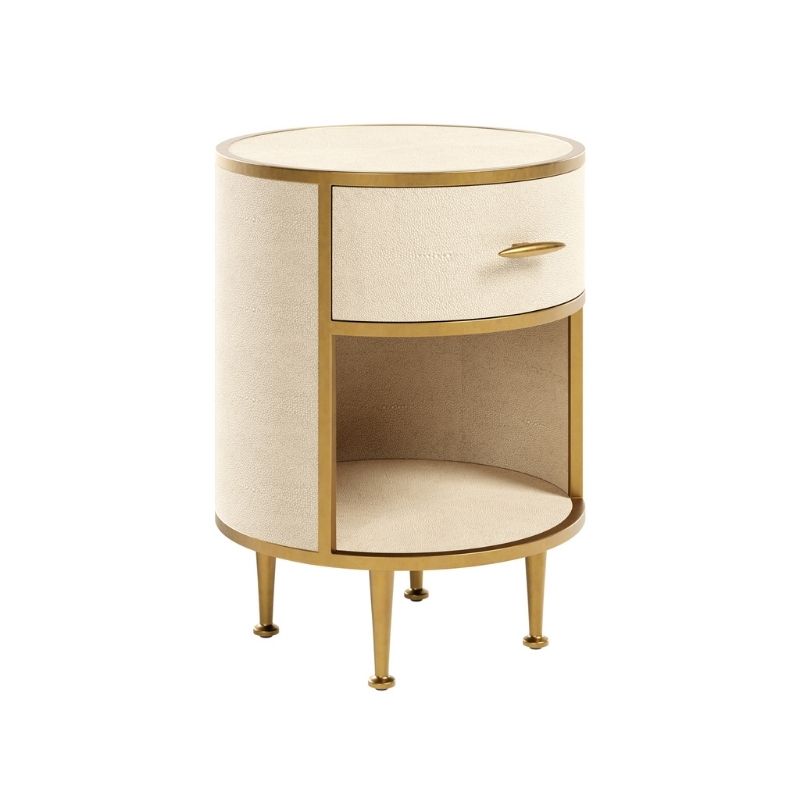 DI Designs Hampton Round Bedside in Ivory Shagreen