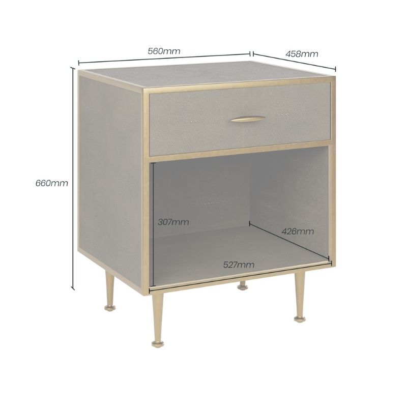 DI Designs Hampton Bedside Table in Grey Shagreen