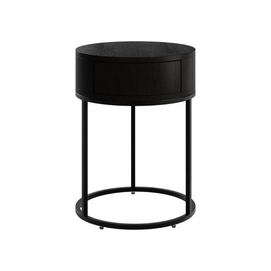 DI Designs Hampton Bedside Wooden Round in Black