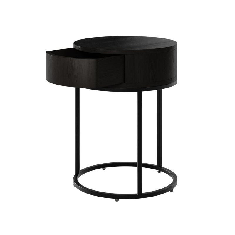 DI Designs Hampton Bedside Wooden Round in Black