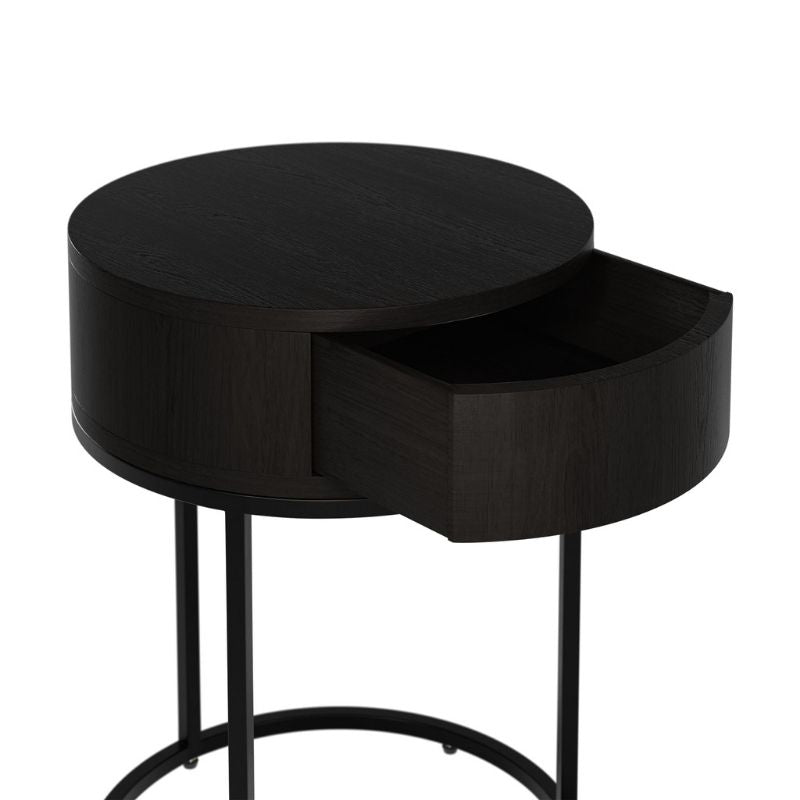 DI Designs Hampton Bedside Wooden Round in Black