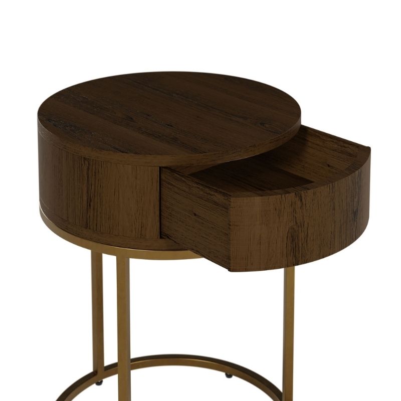 DI Designs Hampton Bedside Wooden Round in Brown