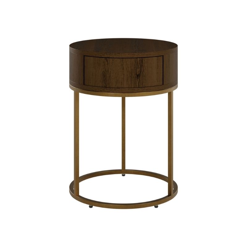 DI Designs Hampton Bedside Wooden Round in Brown