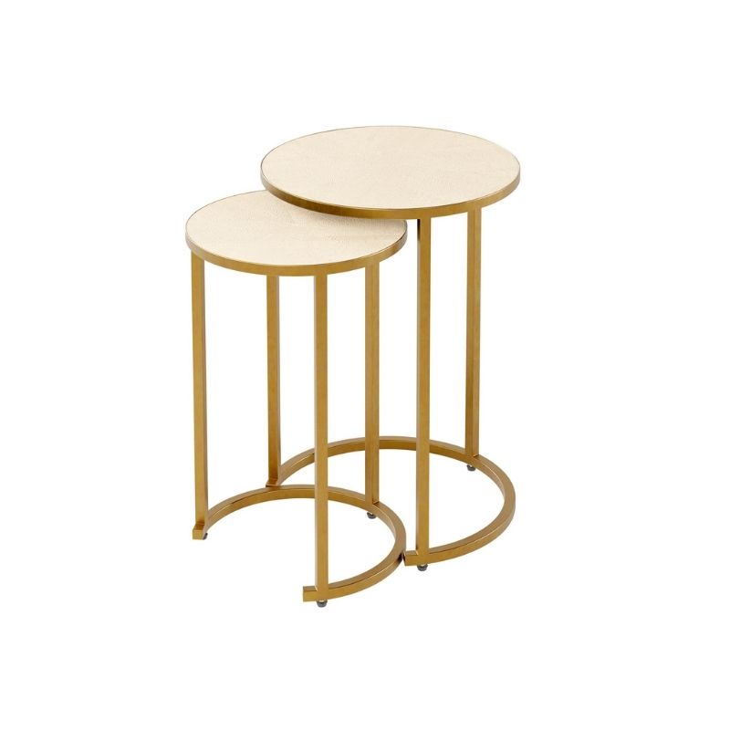 DI Designs Hampton Nest Table in Ivory Shagreen - 2 piece