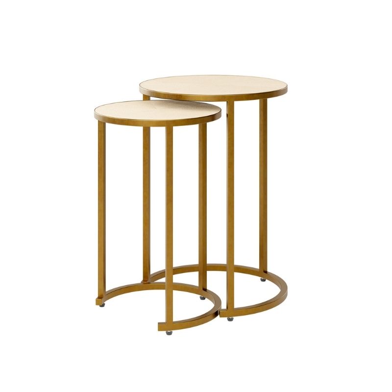 DI Designs Hampton Nest Table in Ivory Shagreen - 2 piece