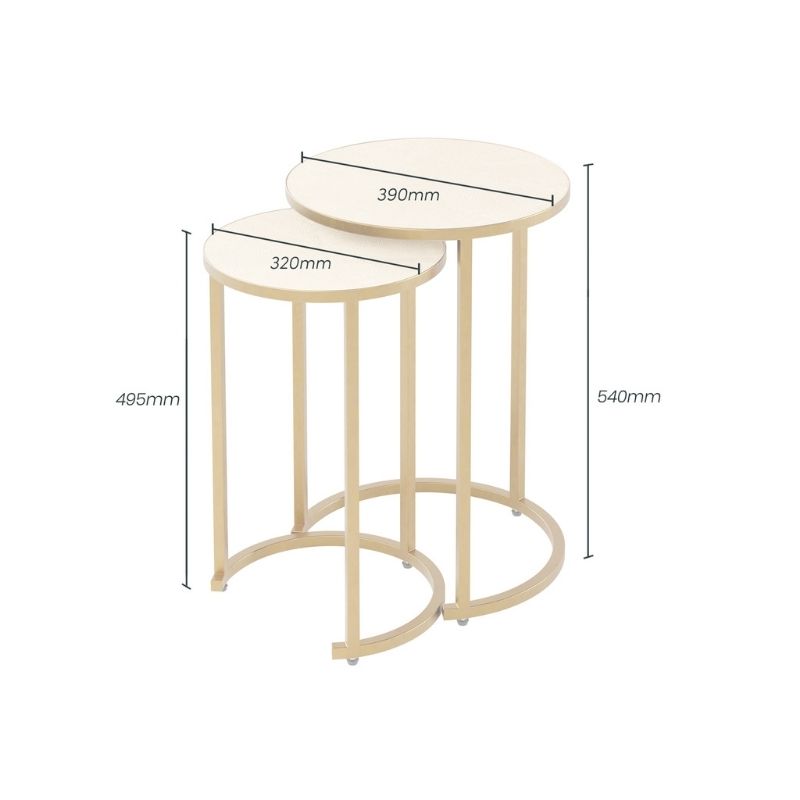 DI Designs Hampton Nest Table in Ivory Shagreen - 2 piece