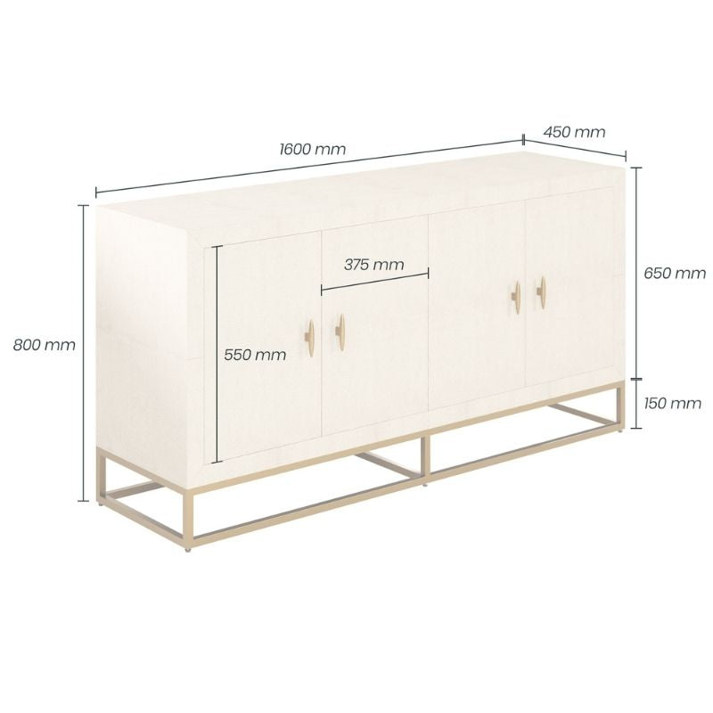 DI Designs Hampton Sideboard in Ivory Shagreen
