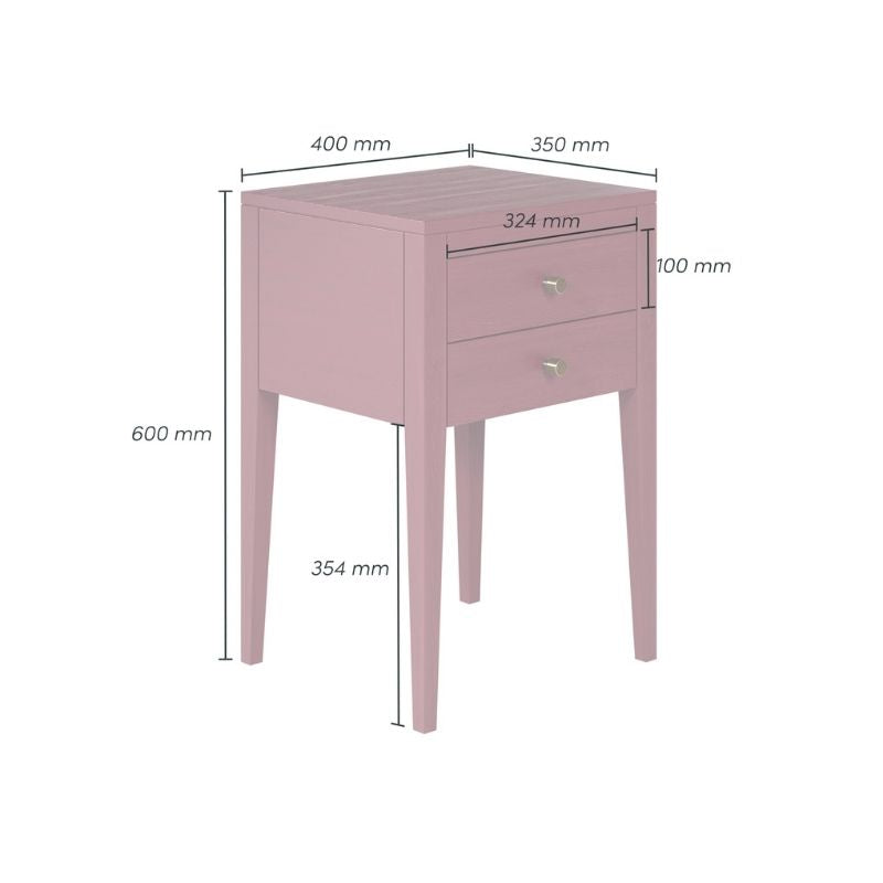 DI Designs Radford Bedside 2 Drawers in Red