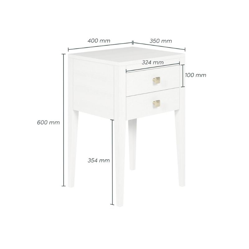 DI Designs Radford Bedside 2 Drawers White