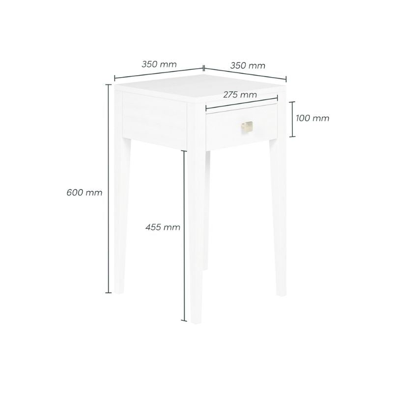 DI Designs Radford Bedside 1 Drawer in White